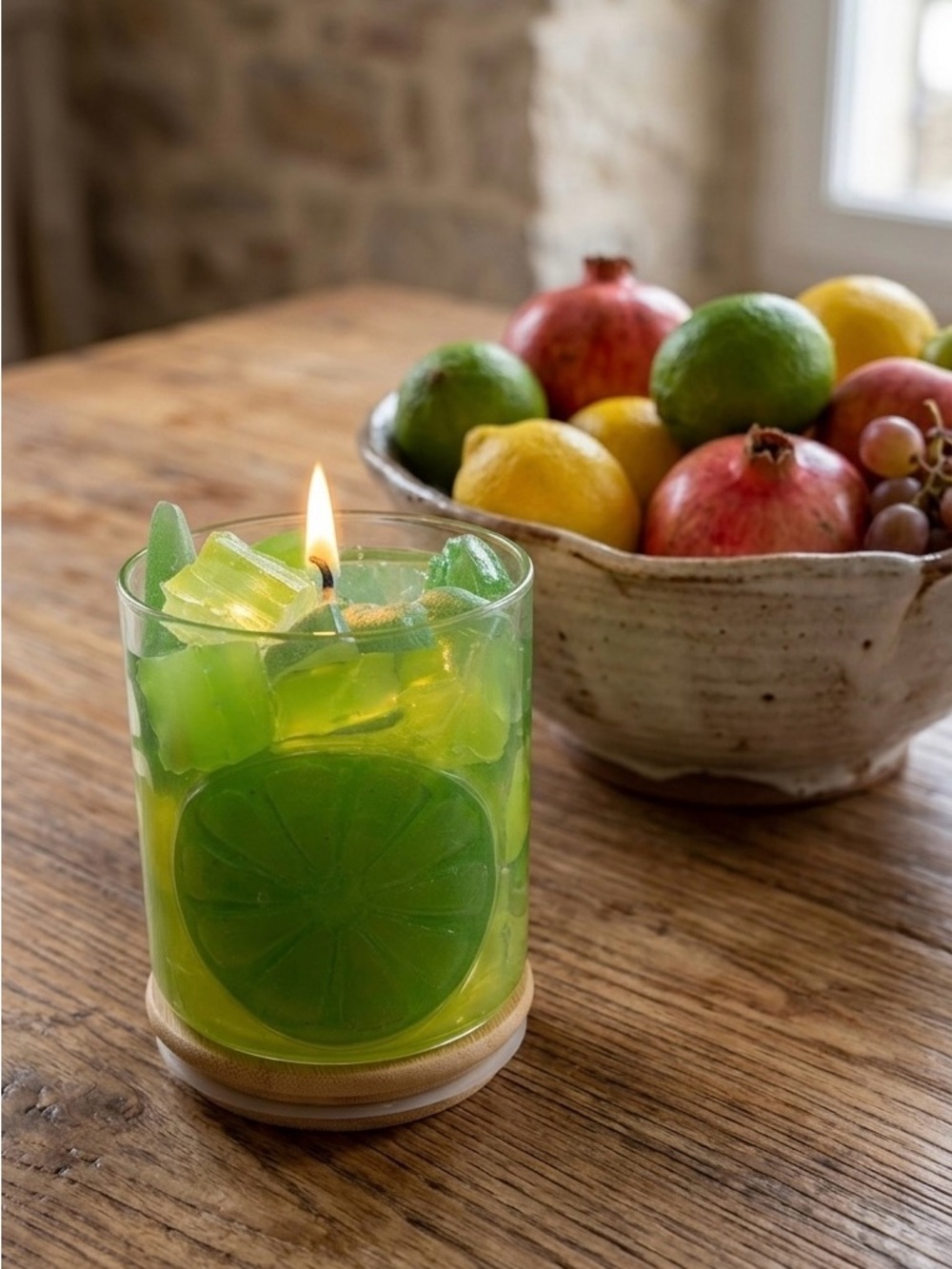 Green Lime Scented Decorative Candle Infused with 100% Pure & Natural Sweet Oil